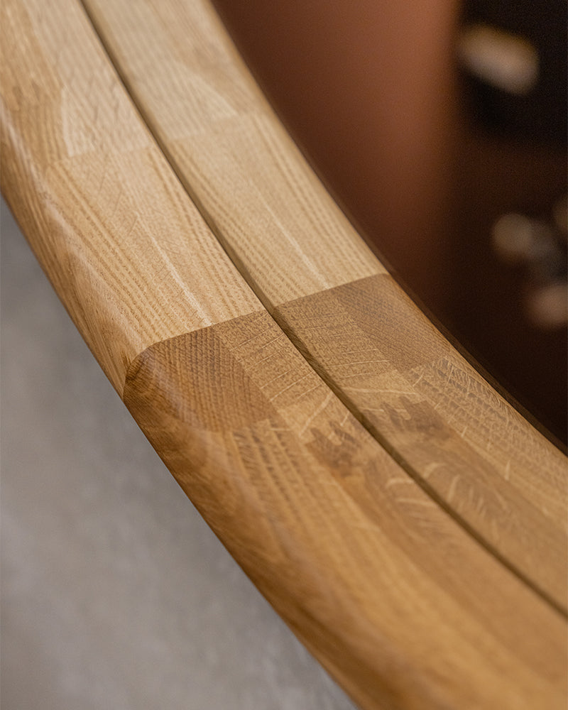Linea Oak - ø100cm καθρέφτης κομμωτηρίου από δρυς