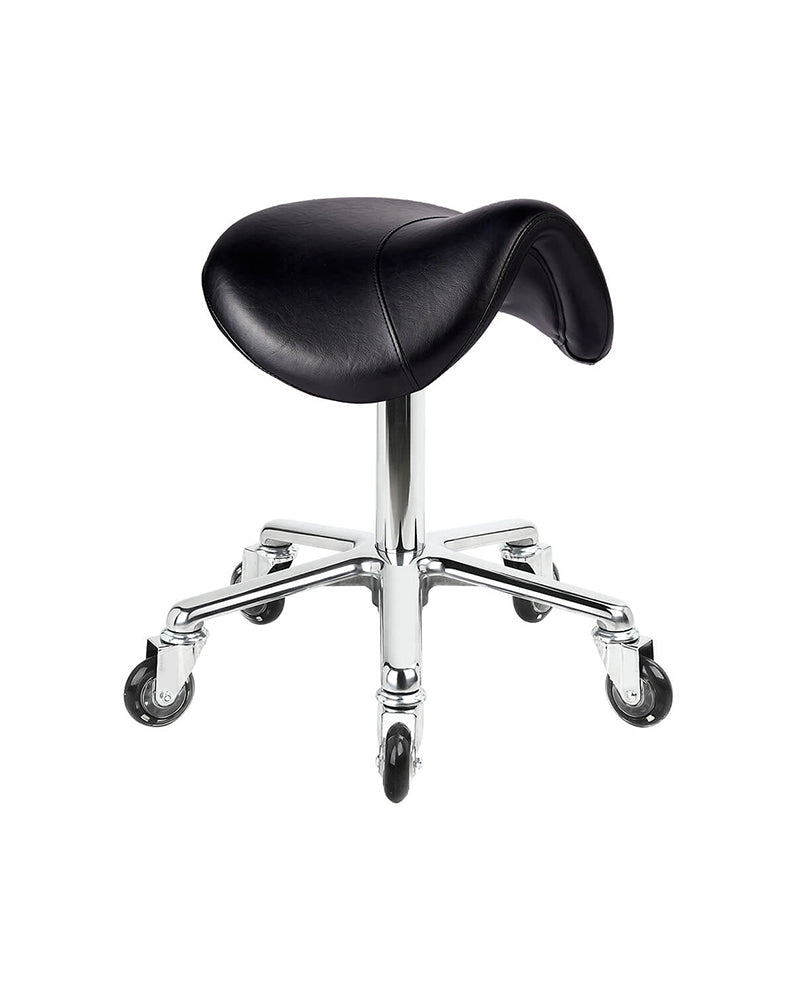 Saddle Black - Μαύρο σκαμπό σέλας με χρωμιωμένη βάση χιαστί