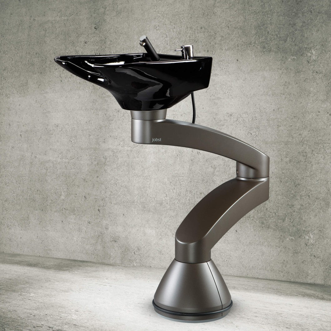 Contura swing PLUS - Σκούρο γκρι λουτήρας με στήλη - Μαύρη λεκάνη