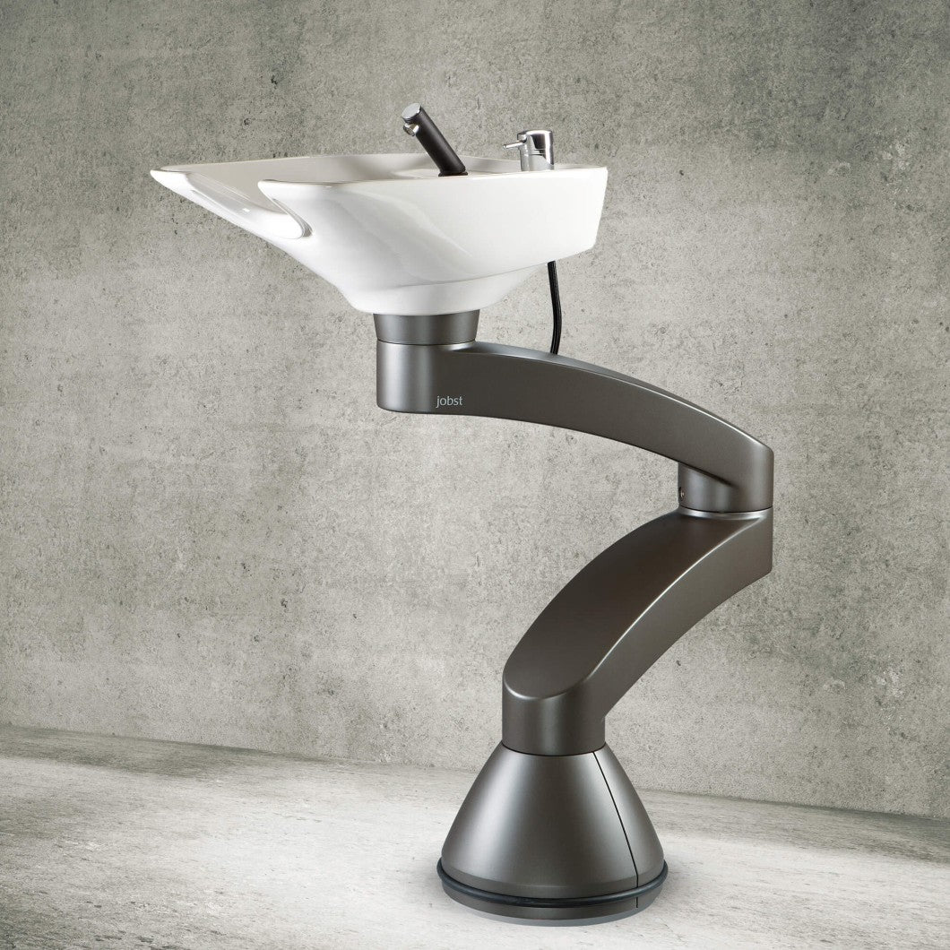 Contura swing PLUS - Σκούρο γκρι λουτήρας με στήλη - Λευκό νιπτήρα